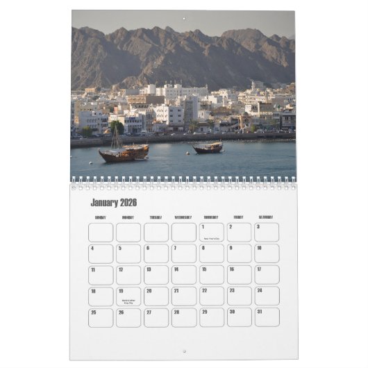 Muscat-Oman Calendar カレンダー (1月 2026)