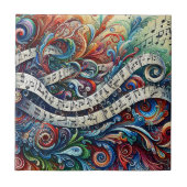 Muscial Notes Graffiti Ceramic Tile タイル (正面)