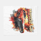 Muscle Car on Fire フリースブランケット (正面(横))