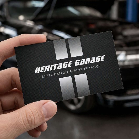 Muscle Car Restoration Racing Stripes Black 名刺