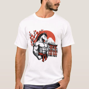 Muscle Horse Warrior – Japanese Fuji Torii Art Tシャツ