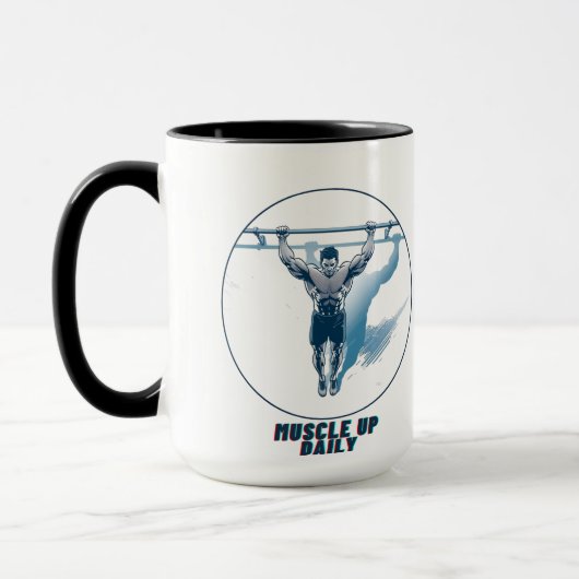 Muscle Up Daily – Motivational Fitness Mug マグカップ (左)