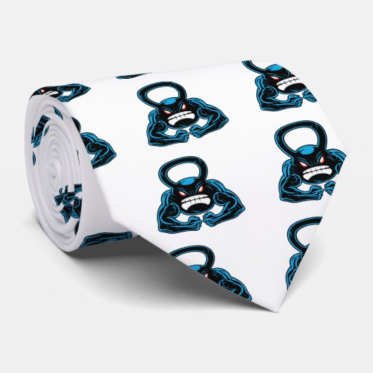 muscular angry kettlebell mascot ネクタイ (ロール)