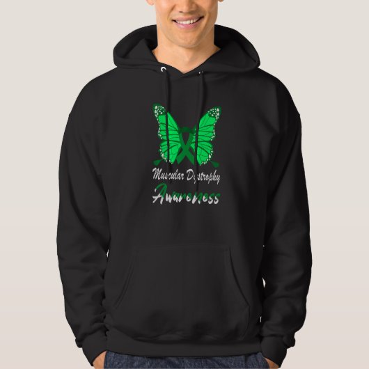 Muscular Dystrophy Awareness Butterfly Green Ribbo パーカ (正面)