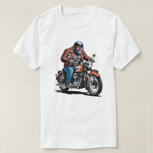 Muscular Gorilla Biker Rider Motorcycle Graphic Tシャツ (デザイン正面)