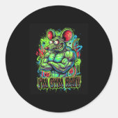 Muscular Gym Rat Bodybuilder Graffiti Workout Fitn ラウンドシール (正面)