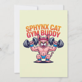 Muscular Sphynx Cat Gym Buddy Cartoon シーズンカード