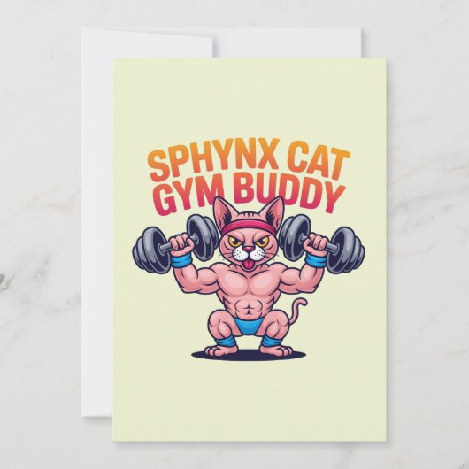Muscular Sphynx Cat Gym Buddy Cartoon シーズンカード (正面)