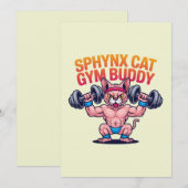 Muscular Sphynx Cat Gym Buddy Cartoon シーズンカード (正面/裏面)