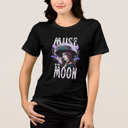 Muse of the Moon – Gothic Witchy Aesthetic トライブレンドＴシャツ (正面)