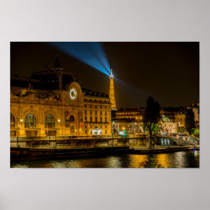 Musée d'Orsay in Paris at night ポスター