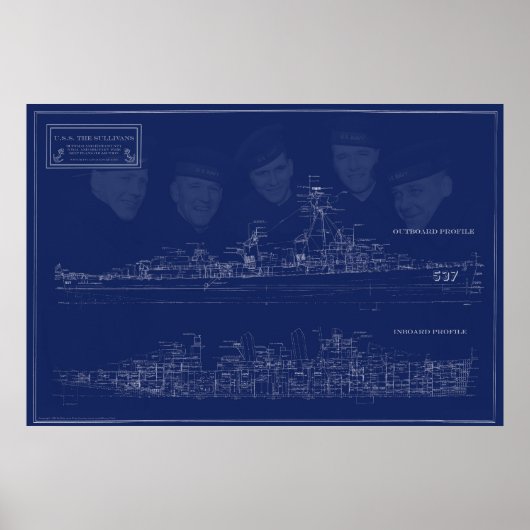 Museum Ship The Sullivans Blueprint with Brothers ポスター (正面)