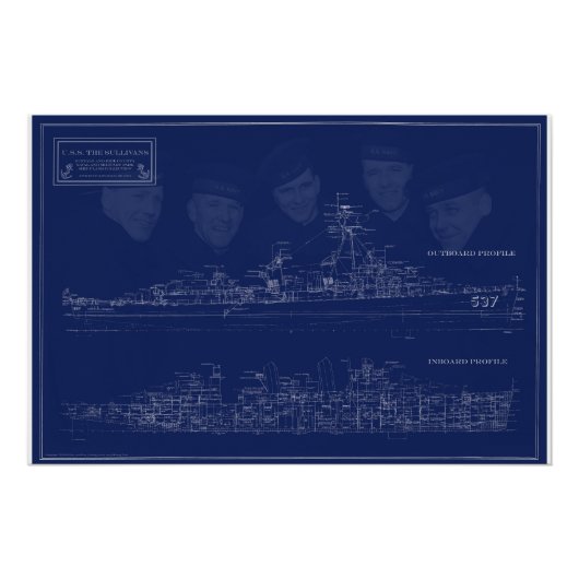 Museum Ship The Sullivans Blueprint with Brothers ポスター (正面)