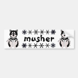 "Musher"のマラミュートおよびハスキーなそり犬 バンパーステッカー