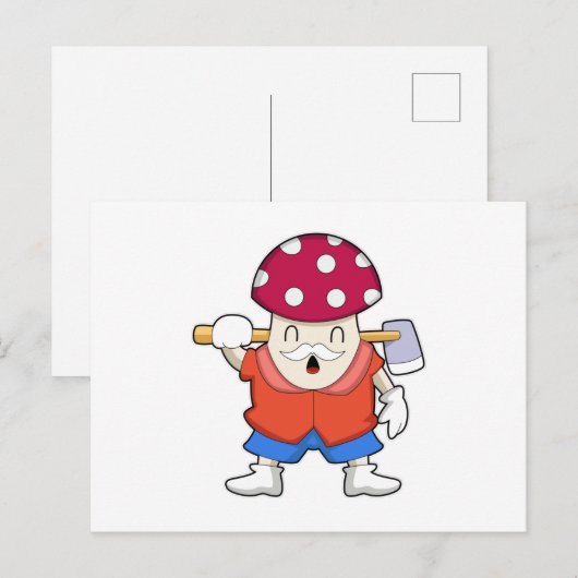 Mushroom as Farmer with Axe ポストカード (正面/裏面)