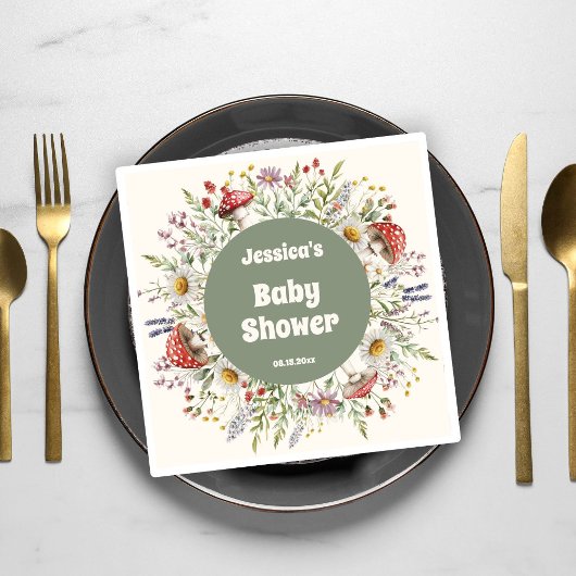 Mushroom Baby Shower  スタンダードカクテルナプキン