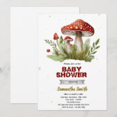 Mushroom baby shower invitation 招待状 (正面/裏面)
