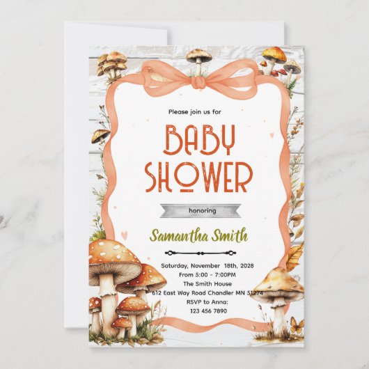 Mushroom Baby Shower Invitation 招待状 (正面)