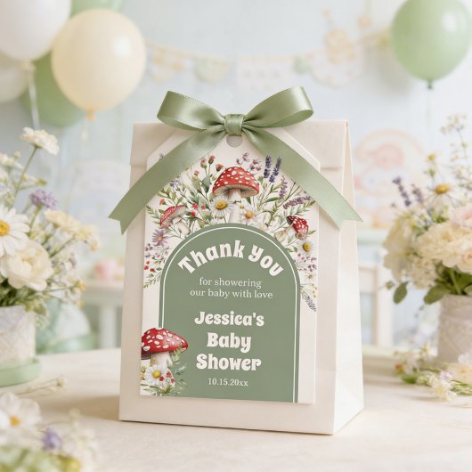 Mushroom Baby Shower Thank You Favor ギフトタグ