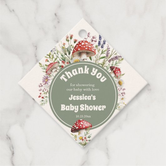Mushroom Baby Shower Thank You Favor フェイバータグ (正面)