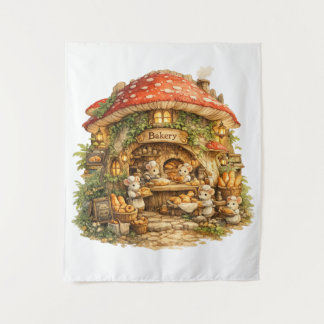 Mushroom Bakery | 幻想的なウッドランド・コテージコア タペストリー