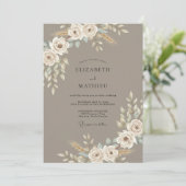 Mushroom Brown Organic Bohemian Wedding 招待状 (スタンド正面)