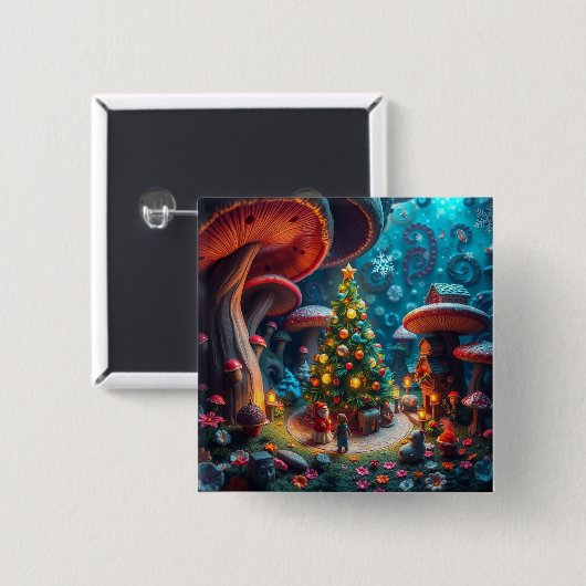 Mushroom Christmas 缶バッジ (正面&裏面)