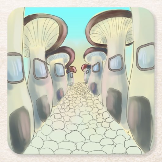 Mushroom city coasters スクエアペーパーコースター (正面)