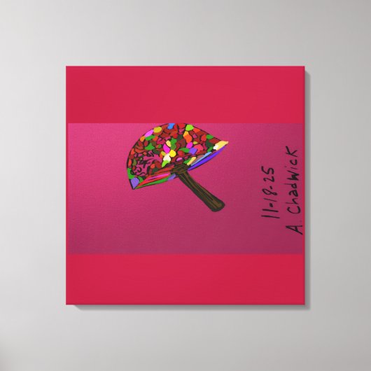 Mushroom Face Character Art Stretched Canvas Print キャンバスプリント (正面)