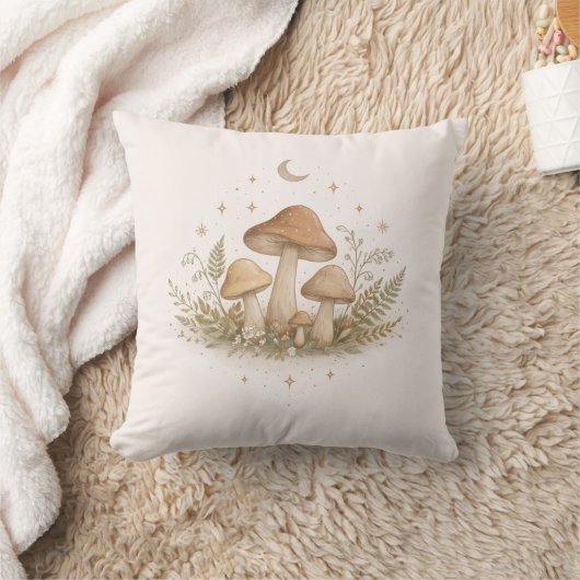 Mushroom Fairy Aesthetic Throw Pillow クッション (ブランケット)