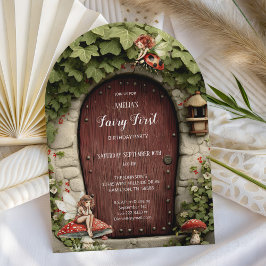 Mushroom Fairy First Birthday Party 招待状