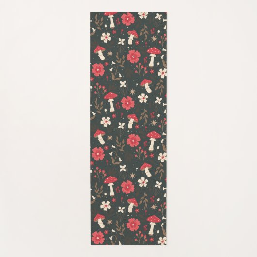 Mushroom floral dark botanical cottage ヨガマット (正面)