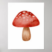 Mushroom Forest Autumn Red And White Poster ポスター (正面)