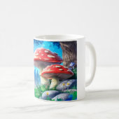 Mushroom Forest Fantasy Art コーヒーマグカップ (正面右)