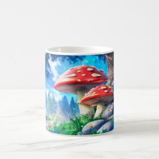 Mushroom Forest Fantasy Art コーヒーマグカップ (中央)