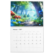 Mushroom Forest Fantasy Art Calendar カレンダー (2月 2027)