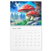 Mushroom Forest Fantasy Art Calendar カレンダー (1月 2026)