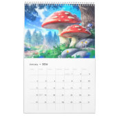 Mushroom Forest Fantasy Art Calendar カレンダー (1月 2026)