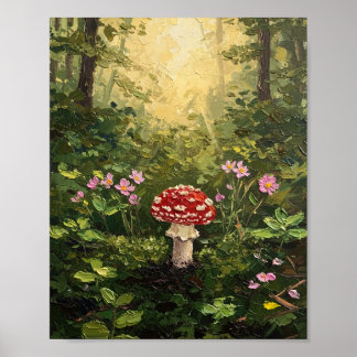 Mushroom Forest Floor | Cottagecore Art ポスター