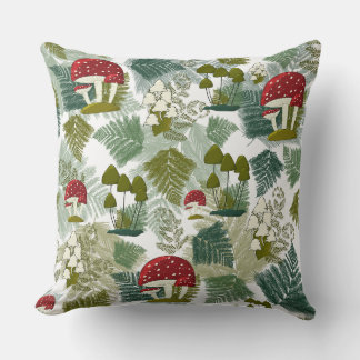 Mushroom Forest Throw Pillow クッション
