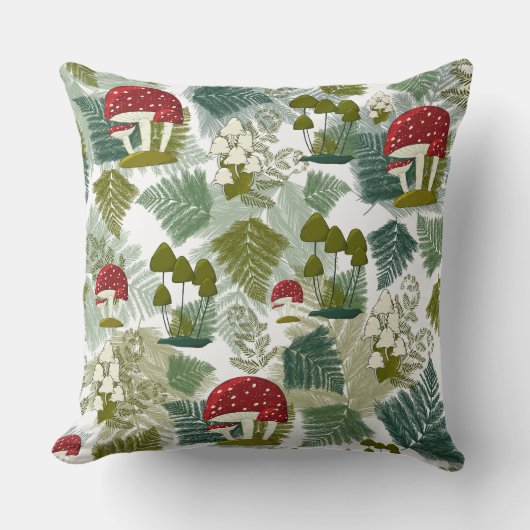 Mushroom Forest Throw Pillow クッション (正面)