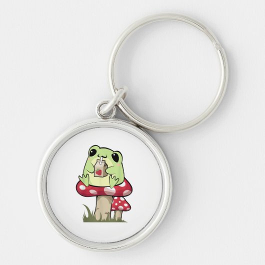 Mushroom Frog Goblincore Mycology Creative Style キーホルダー (正面)