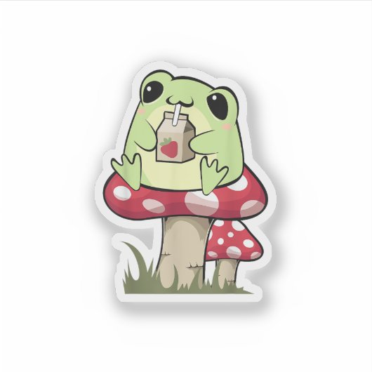 Mushroom Frog Goblincore Mycology Creative Style シール (正面)