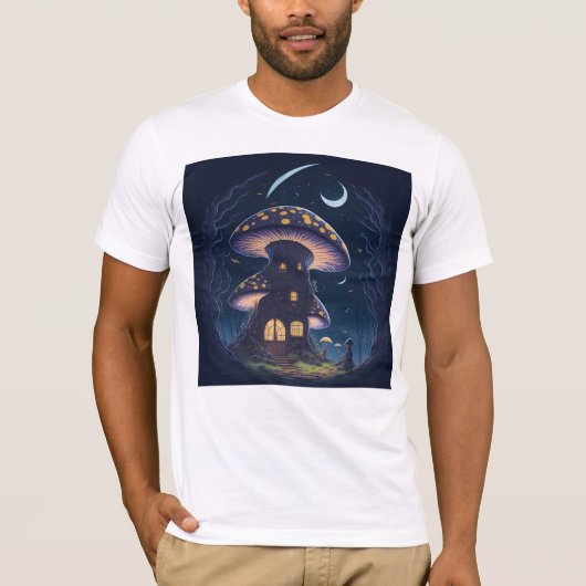 Mushroom House Under a Crescent Moon   Tシャツ (正面)