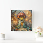 Mushroom House Wall Clock スクエア壁時計 (ホーム)