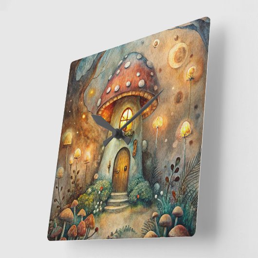 Mushroom House Wall Clock スクエア壁時計 (傾斜)