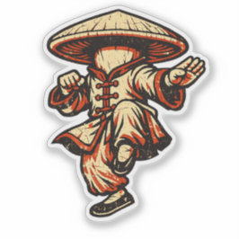 Mushroom Kung Fu Master — Vintage Retro Martial  シール