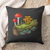 Mushroom Log Fantasy Fungi Illustration クッション (ブランケット)