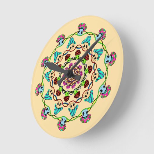 mushroom madness  ラウンド壁時計 (傾斜)