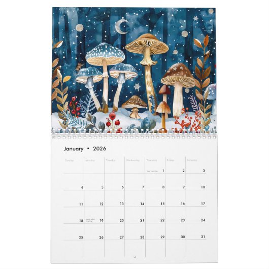 Mushroom Magic – A Fantasy Forest Calendar 2026 カレンダー (1月 2026)